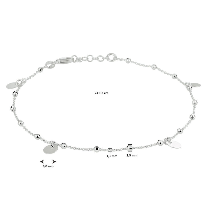 Fußkettchen Kreise 24 + 2 cm Silber rhodiniert