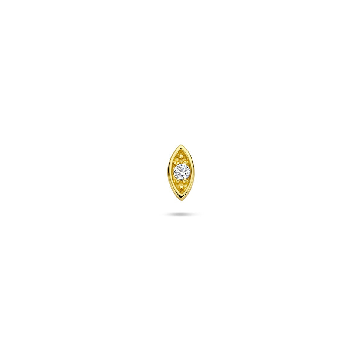 Vergoldetes Silber-Flat-Back-Piercing mit bösem Auge und Zirkonia, 925 Silber