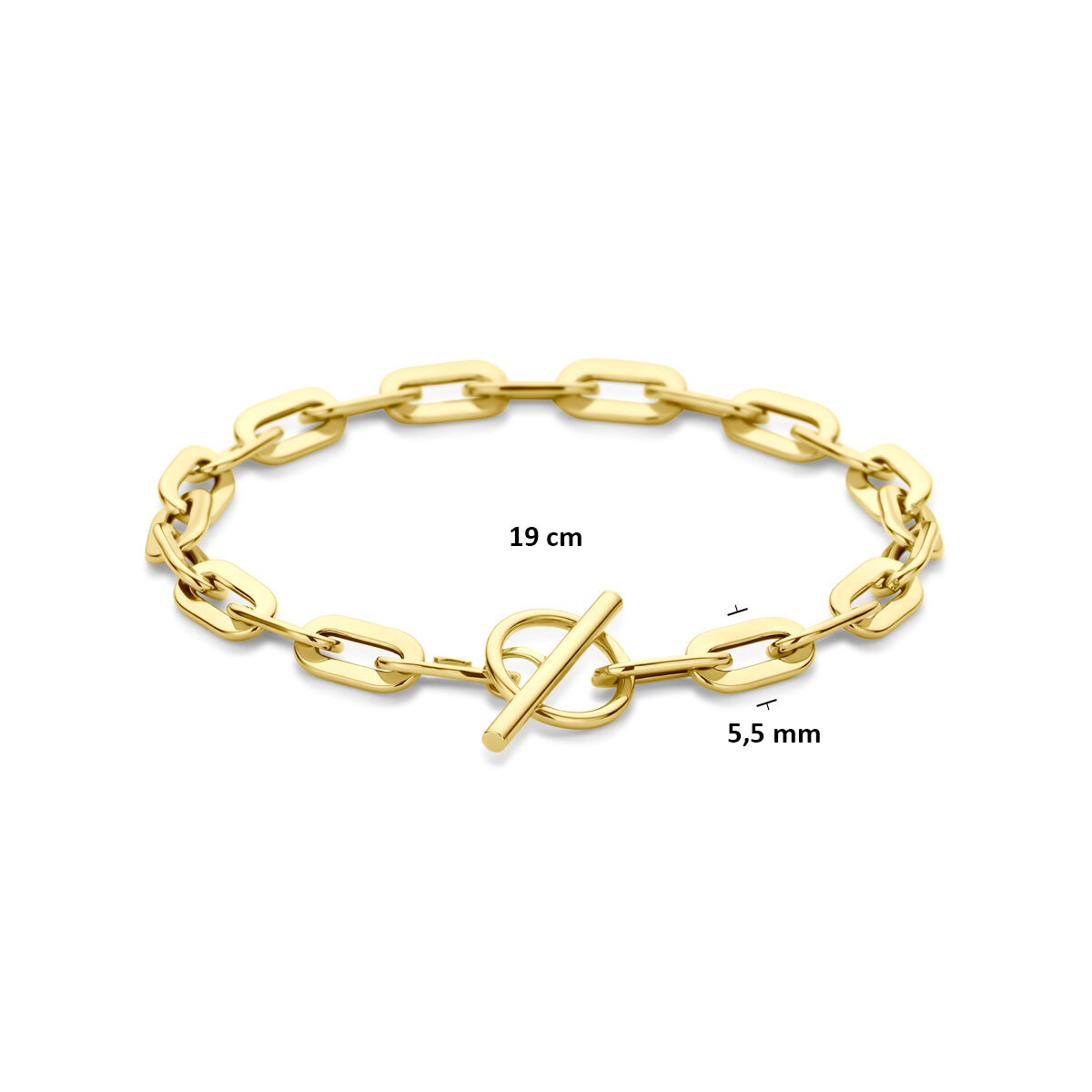 Gold Damen Armband – 14 Karat Ankerglied mit Knebelverschluss 5,5 mm 19 cm
