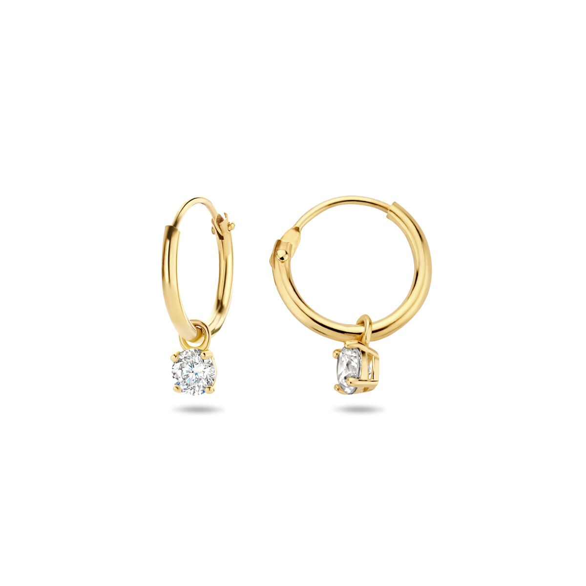 Goldohrringe mit Zirkonia – 14 Karat, Krappenfassung