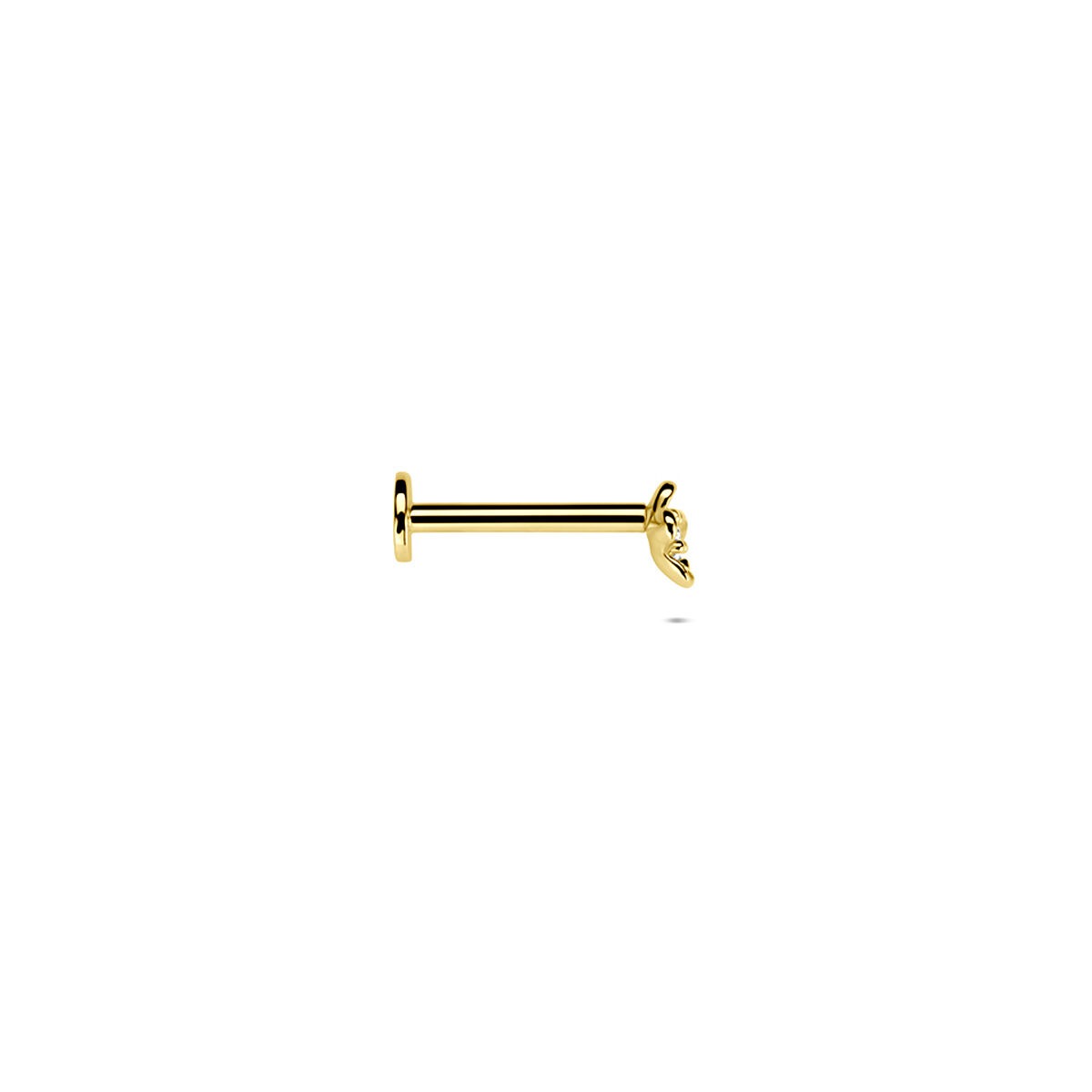 14 Karat Gelbgold Flat Back Piercing mit Zirkonia – Blütenform