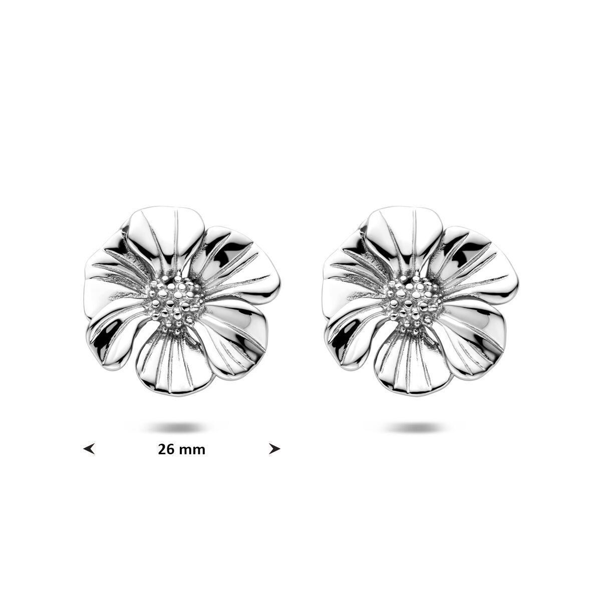Stahl-Ohrstecker blumenförmig – silberfarbene Damenohrringe 26 mm