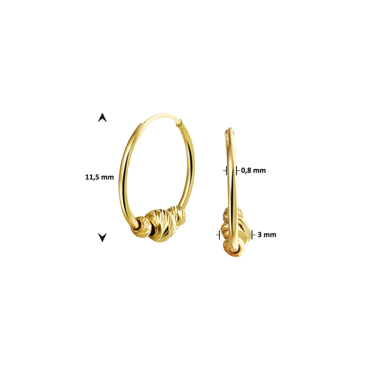 Goldene Ohrringe mit Kügelchen – 14 Karat