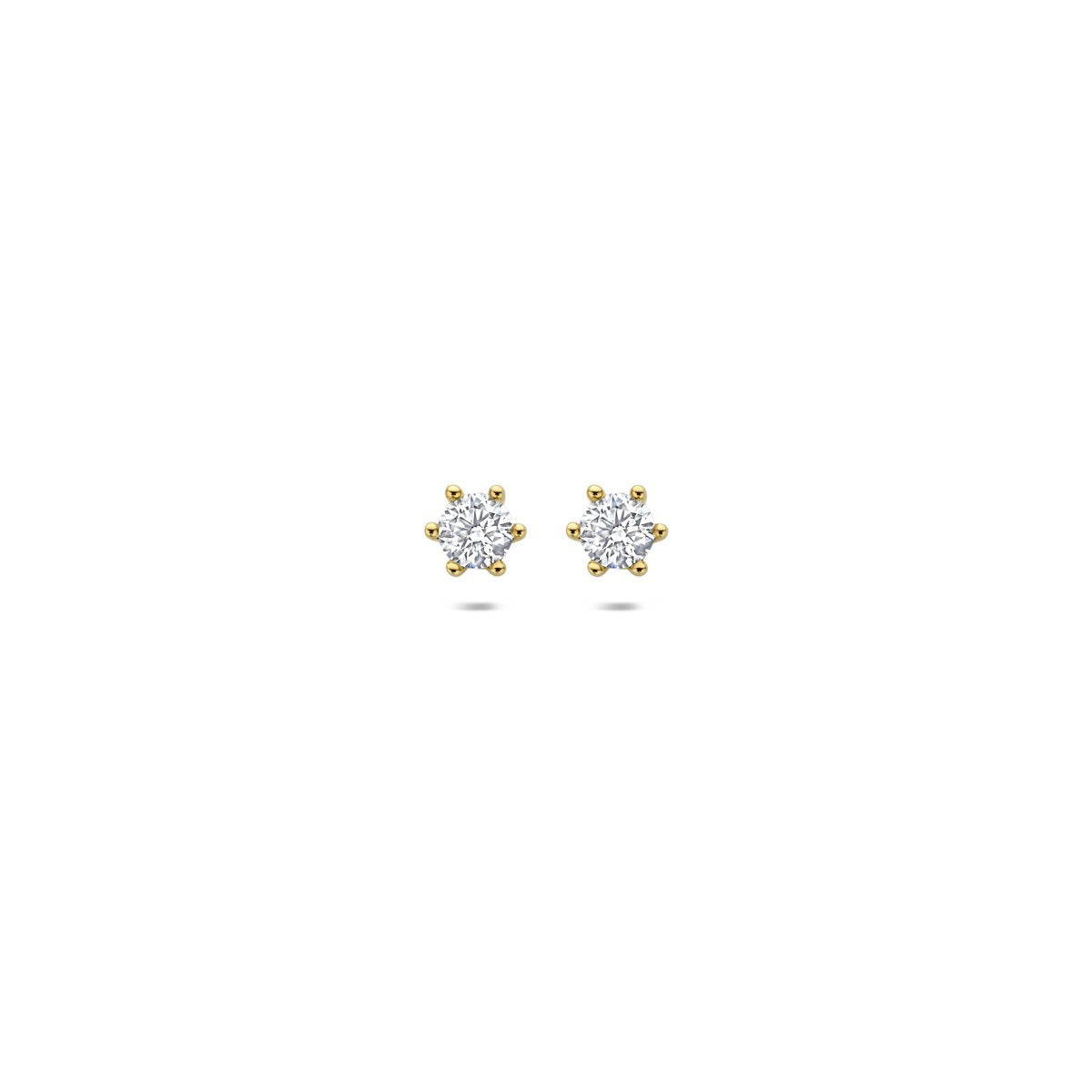 Ohrringe aus 14 Karat Gelbgold mit lab-grown Diamanten in runder Form und Krappenfassung