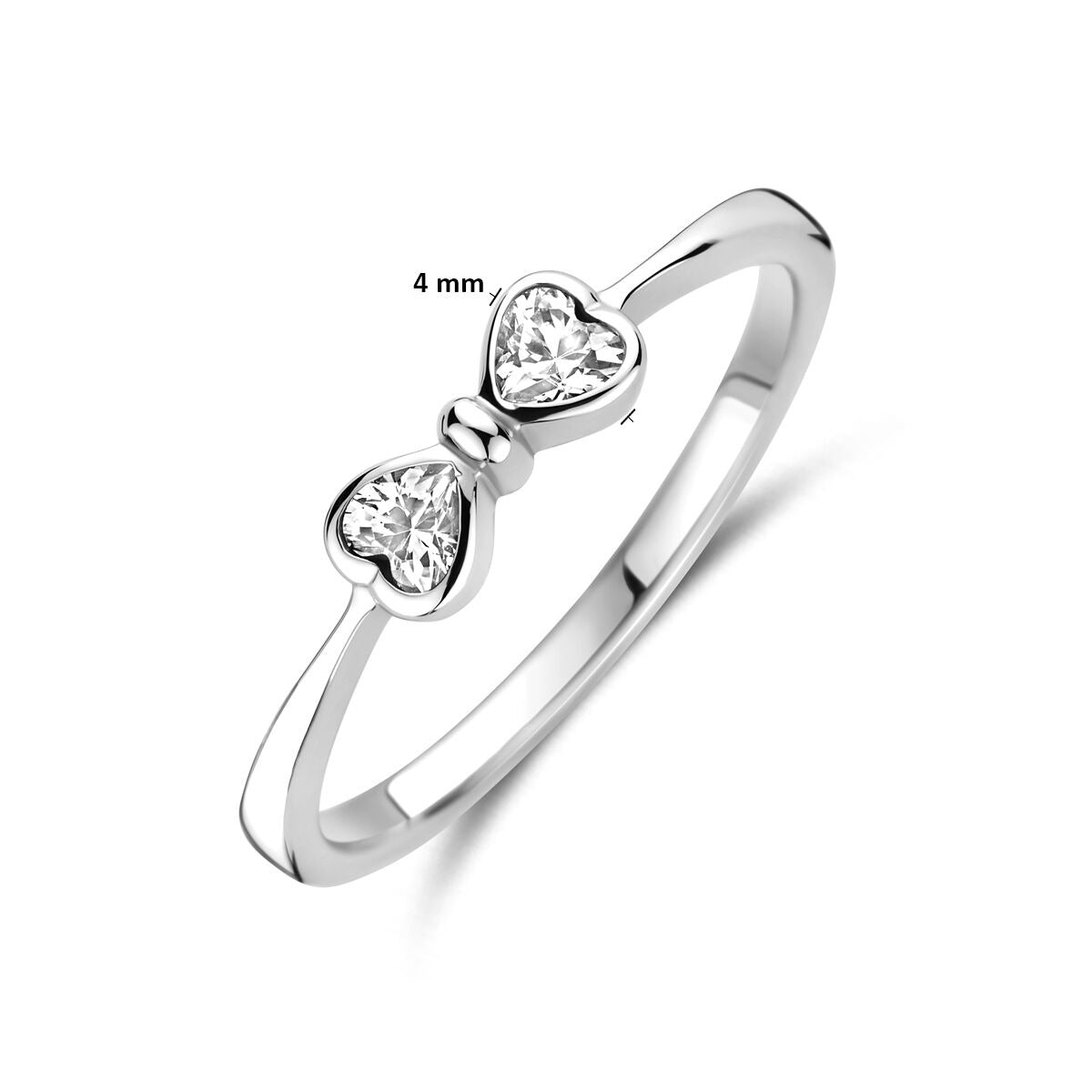 Silberner Ring Schleife mit Zirkonia – rhodiniertes 925er Silber