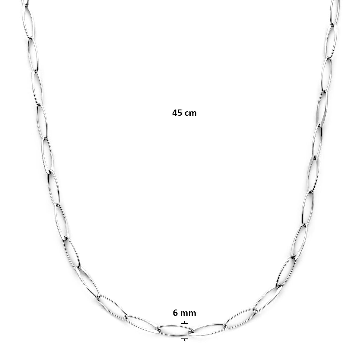 Halskette Anker 6 mm 45 cm Silber rhodiniert 6 mm 45 cm