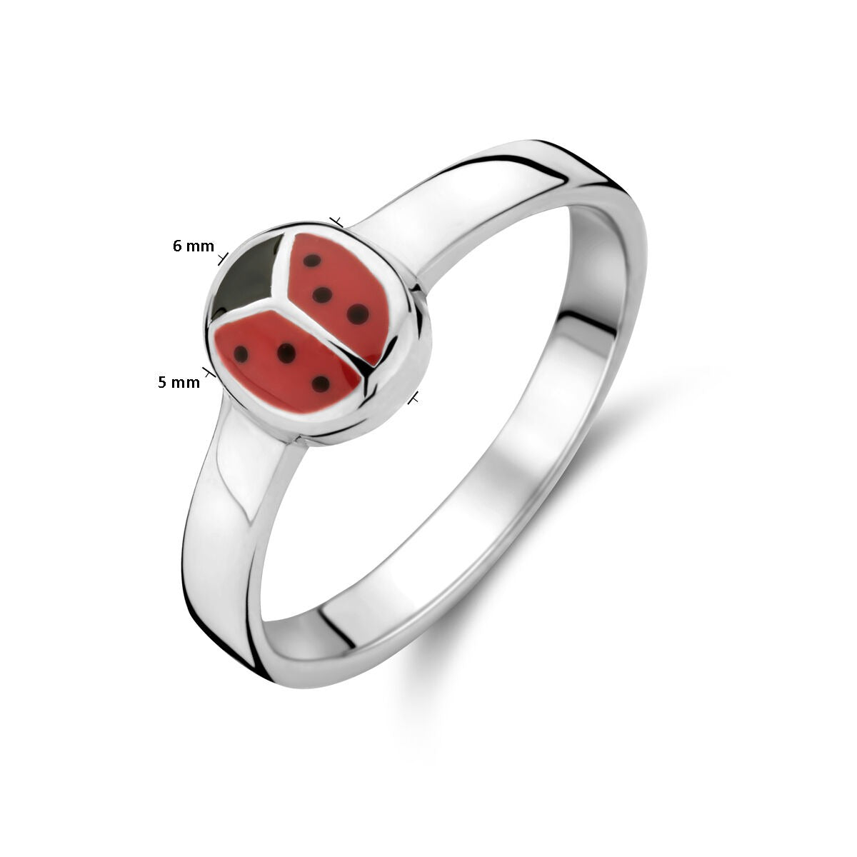 Rhodiniertes Kinder-Ring aus Sterlingsilber mit Marienkäfer