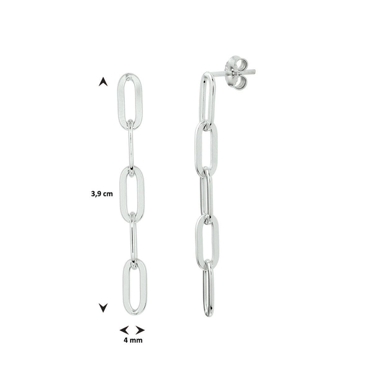 Silberne Ohrhänger im Kettenglied-Design
