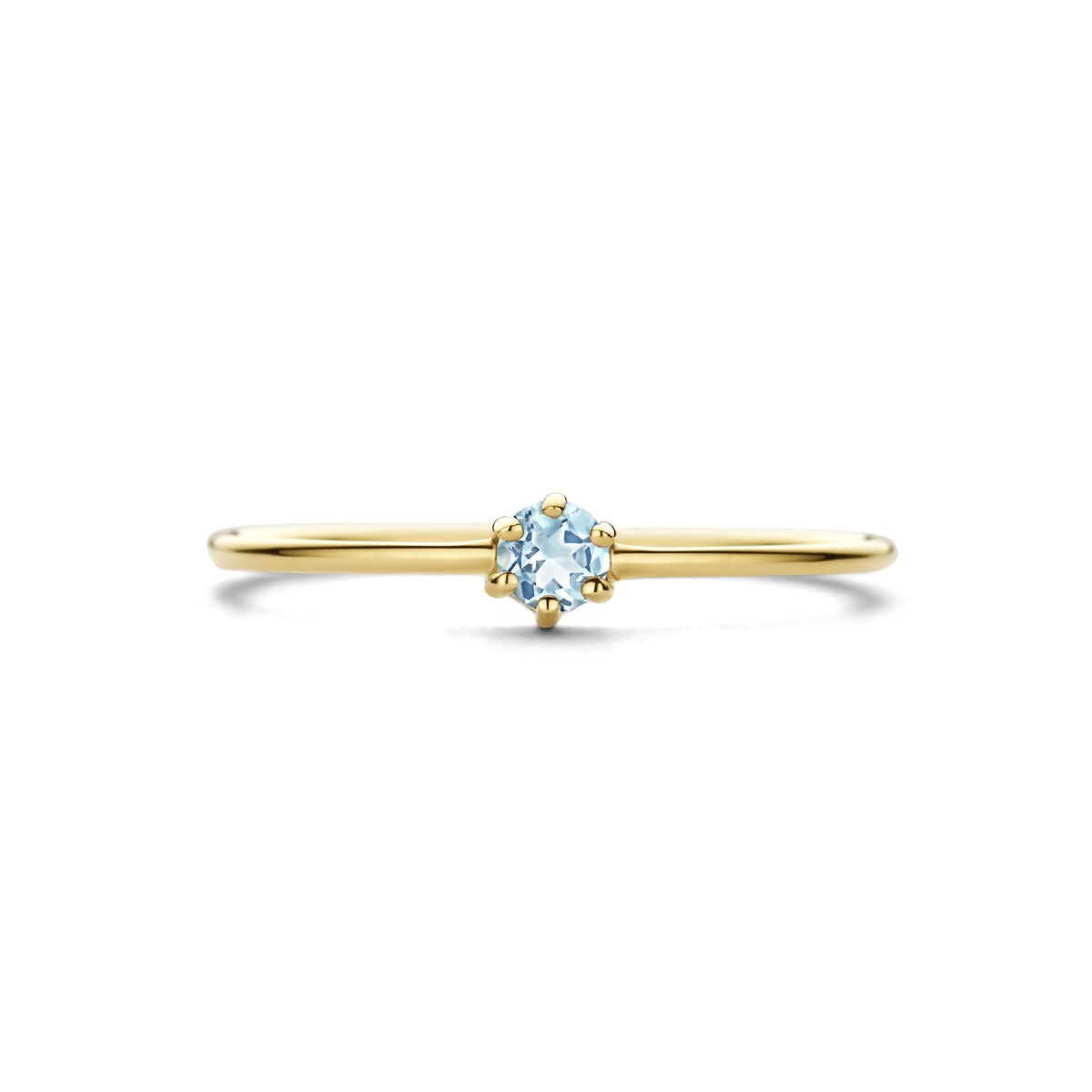 14k Gelbgoldring mit Aquamarin – Brillantschliff