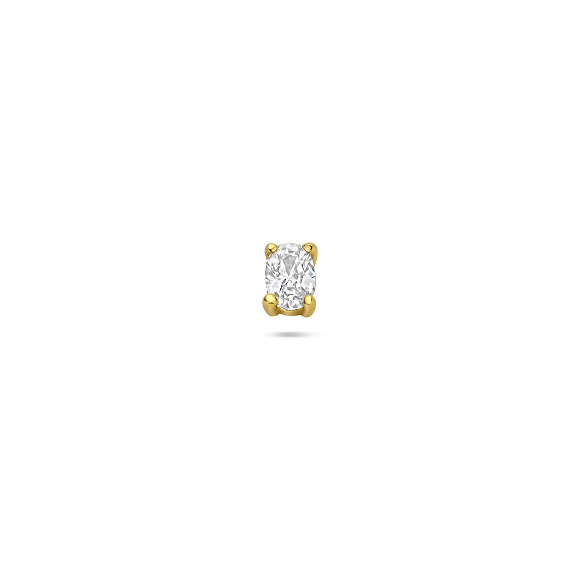 Vergoldetes Silber-Flat-Back-Piercing mit ovalem Zirkonia in 925 Silber