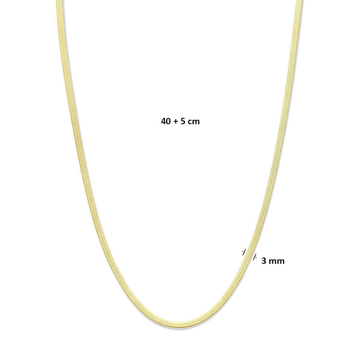 Goldfarbene Omega-Halskette aus Stahl 3 mm – 40-45 cm
