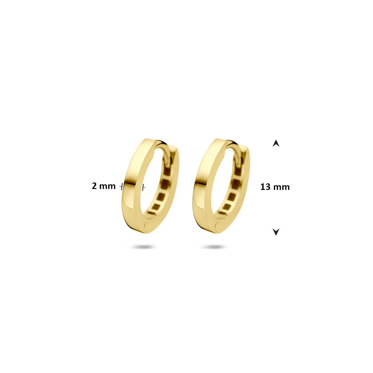9K Gelbgoldene Damenklappcreolen – Rohrdicke 2 mm