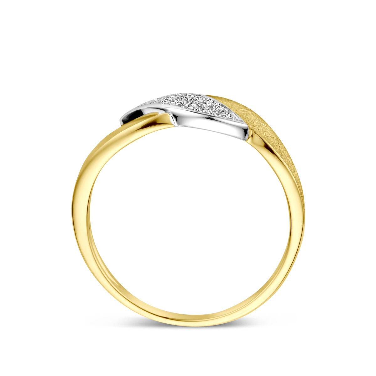 Ring Poli/Matt Diamant 0.08ct H SI 14K Bicolor Gold Gelb/Weiß