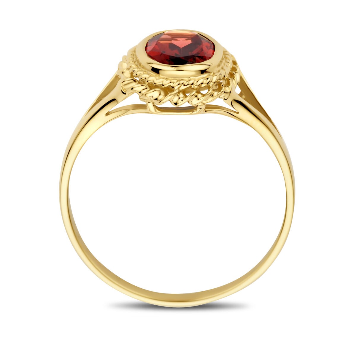 14k Gelbgoldring mit Granat