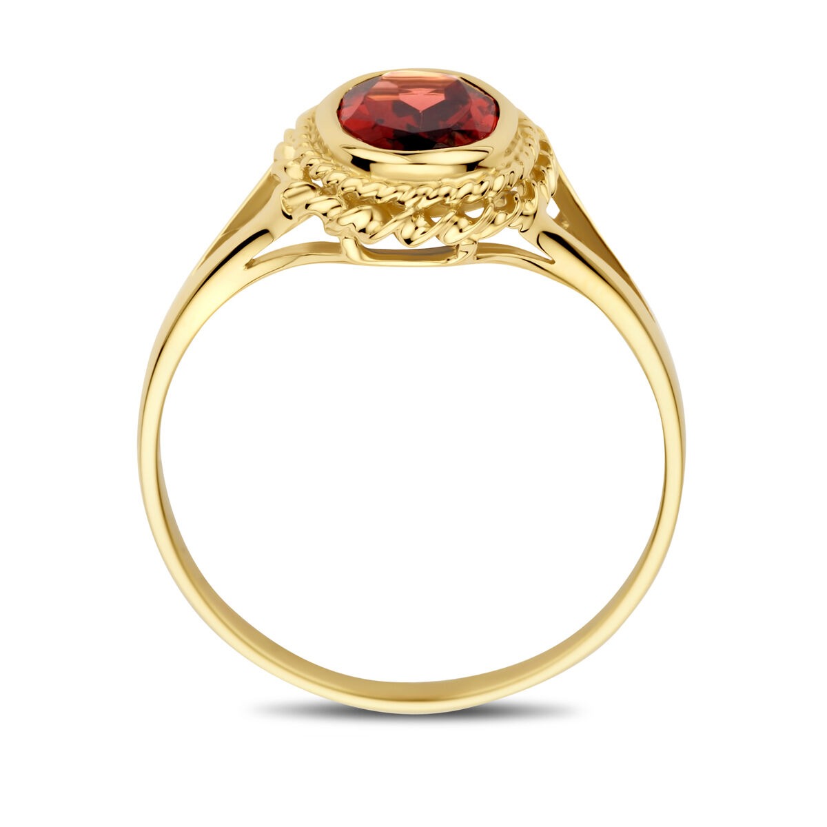 14 Karat Gelbgoldring mit Granat