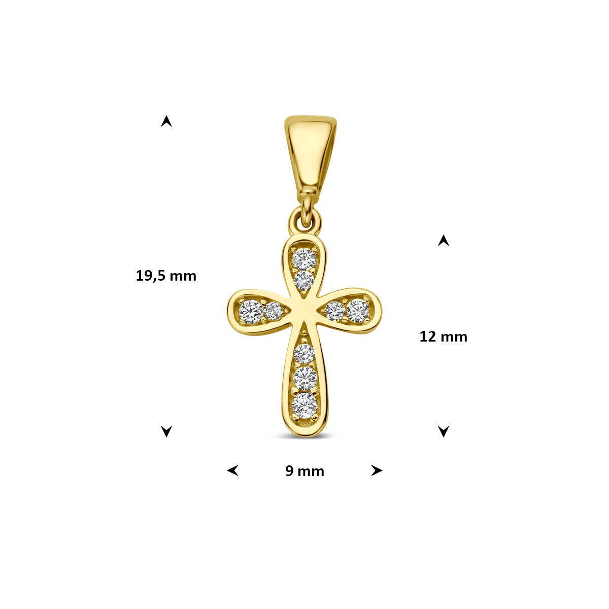 9 Karat Gelbgoldanhänger Kreuz mit Zirkonia