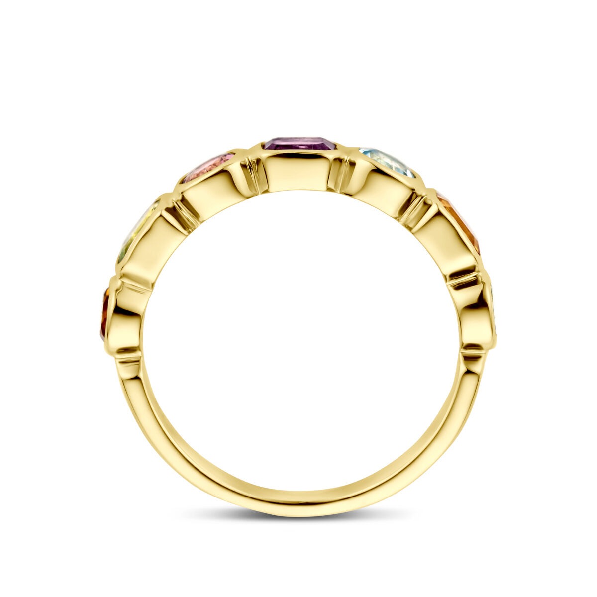 Goldener Damenring – 14k mit Amethyst, Topas, Citrin und Peridot