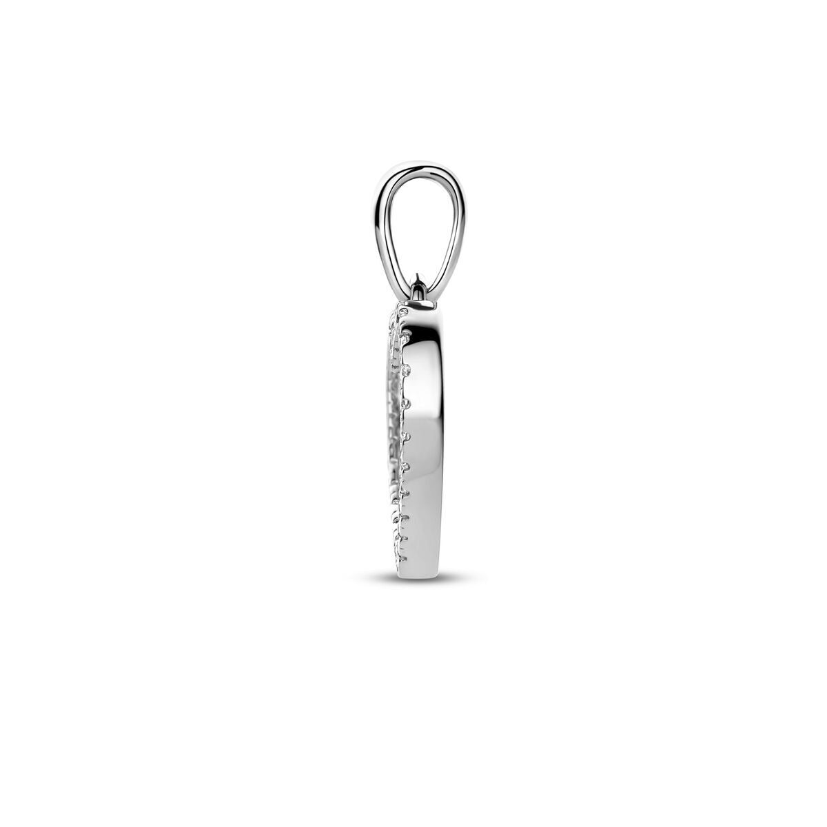 Rhodinierter 925er Silberanhänger mit Zirkonia-Entourage