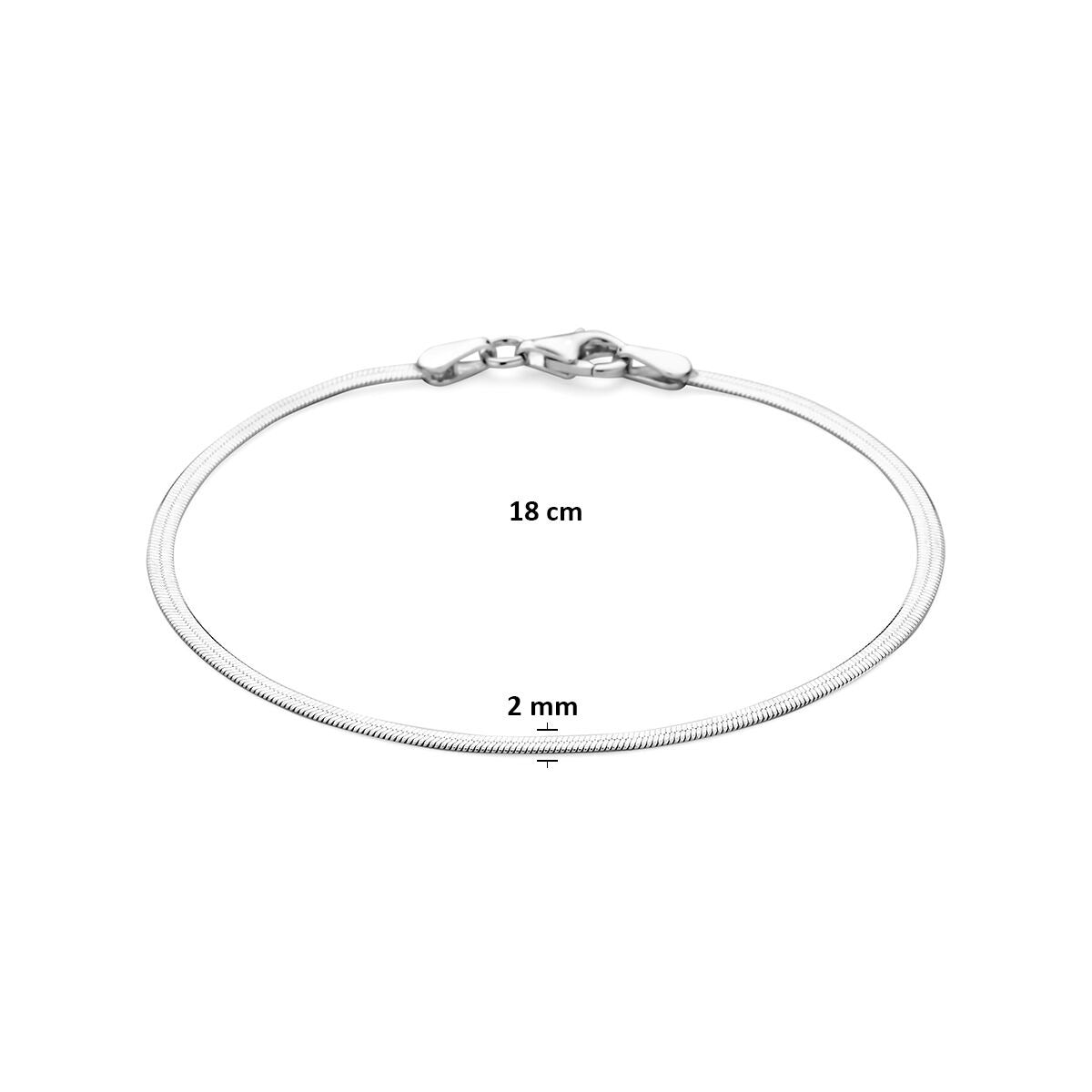 Rhodiniertes Schlangearmband aus 925er Silber 2 mm