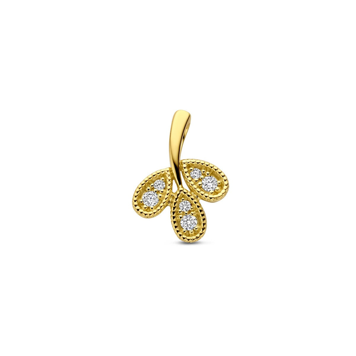 Hänger aus 14k Gelbgold mit drei Diamanten in tropfenförmiger Anordnung