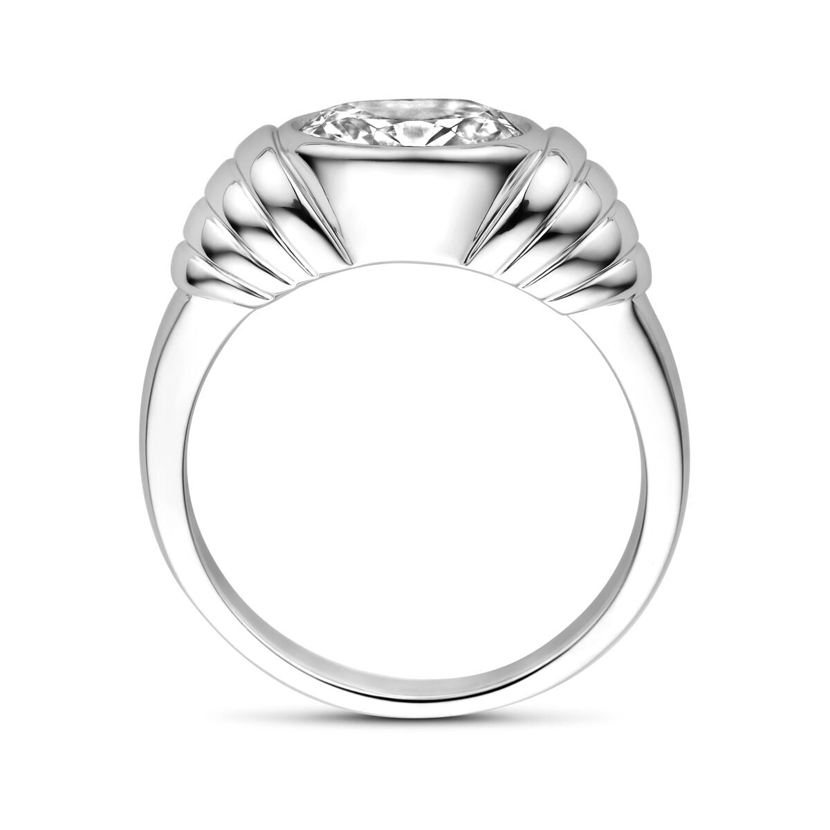 Silberring mit ovalem Zirkonia – rhodiniertes 925er Silber, 8 mm breit
