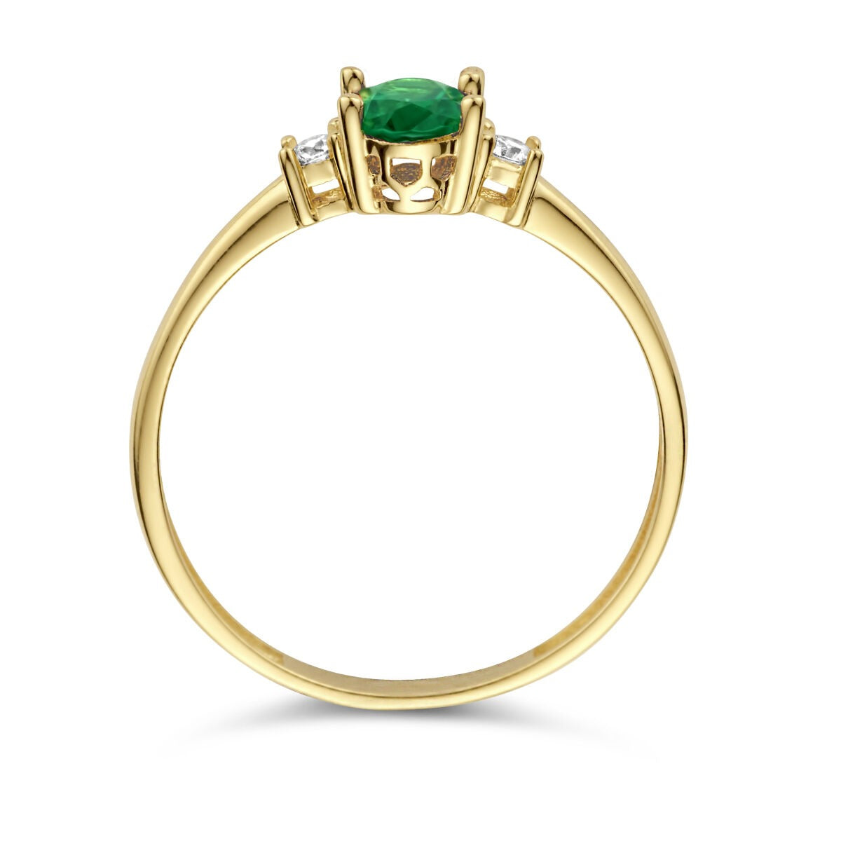 14 Karat Gelbgoldring mit grünem Zirkonia – oval geschliffen