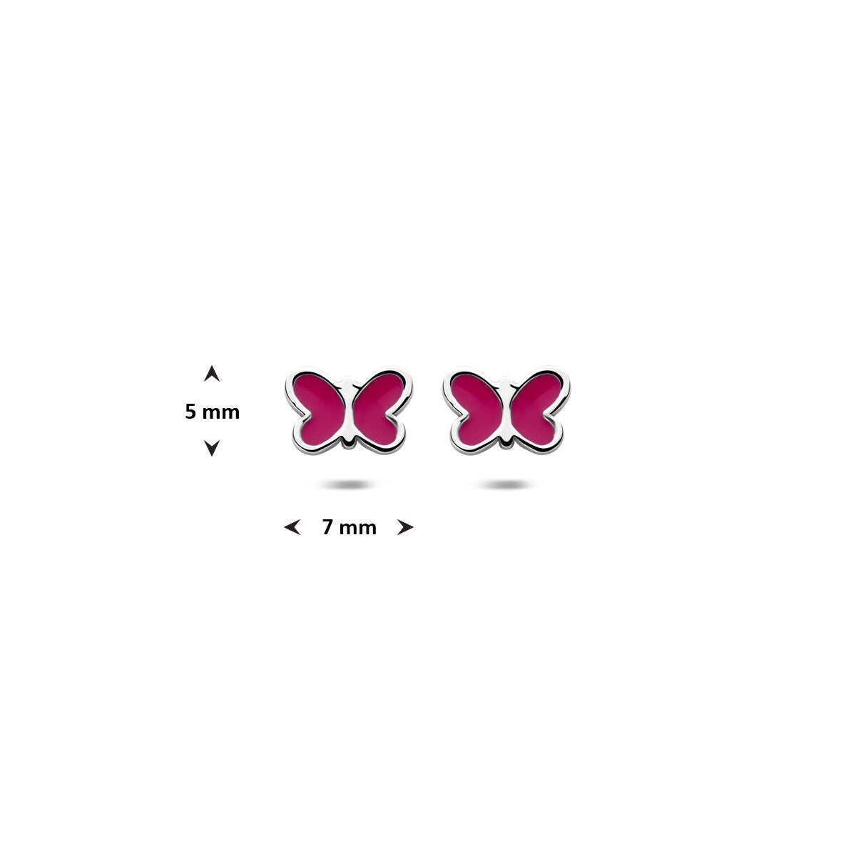 Silberne Kinder-Ohrstecker Schmetterling – rhodiniertes 925er Silber 5 mm