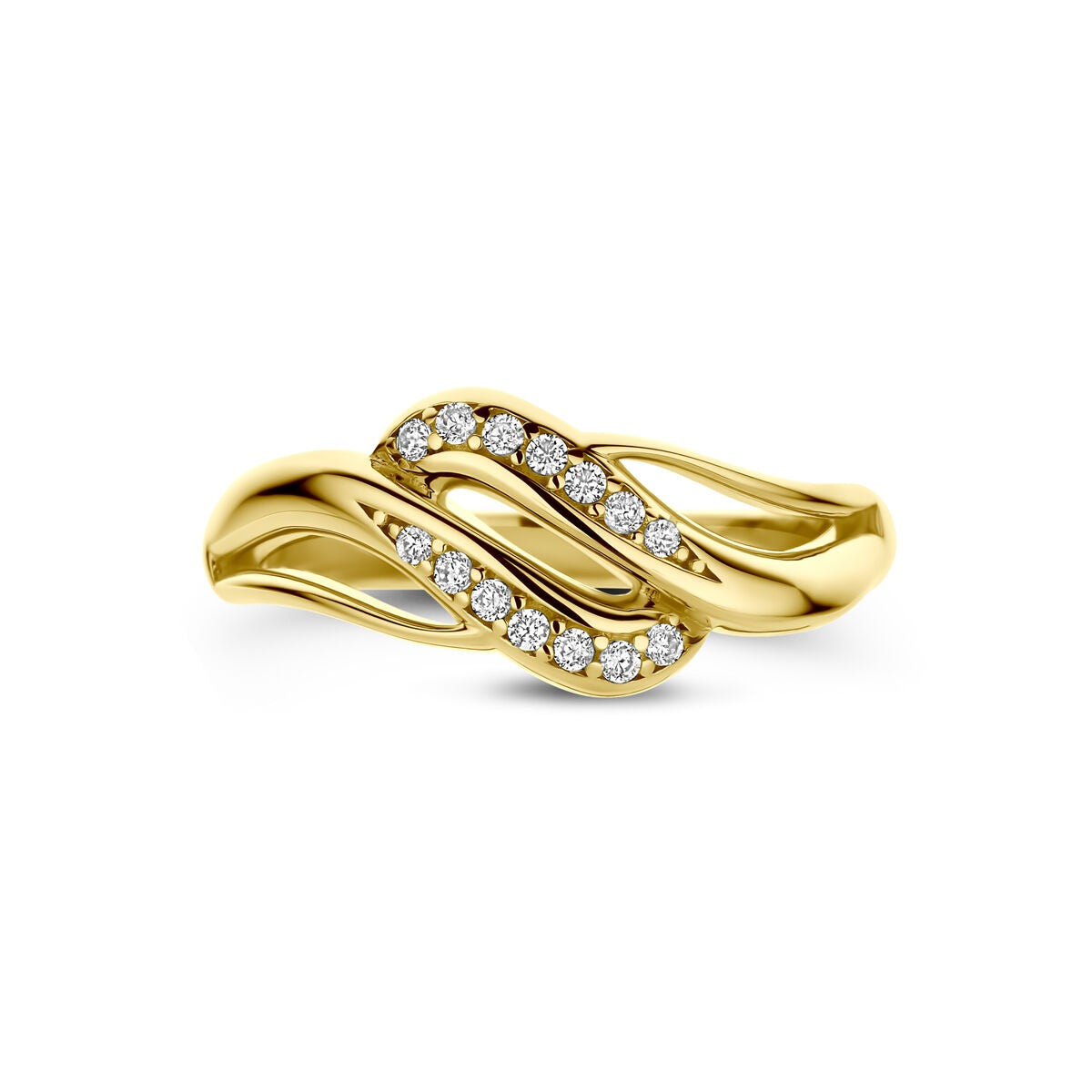Goldener Damenring mit Zirkonia – 14k Gelbgold