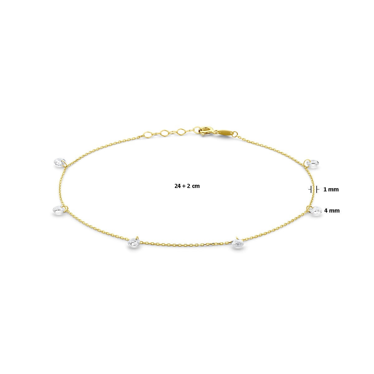 9k Gelbgold-Fußkettchen mit Zirkonia