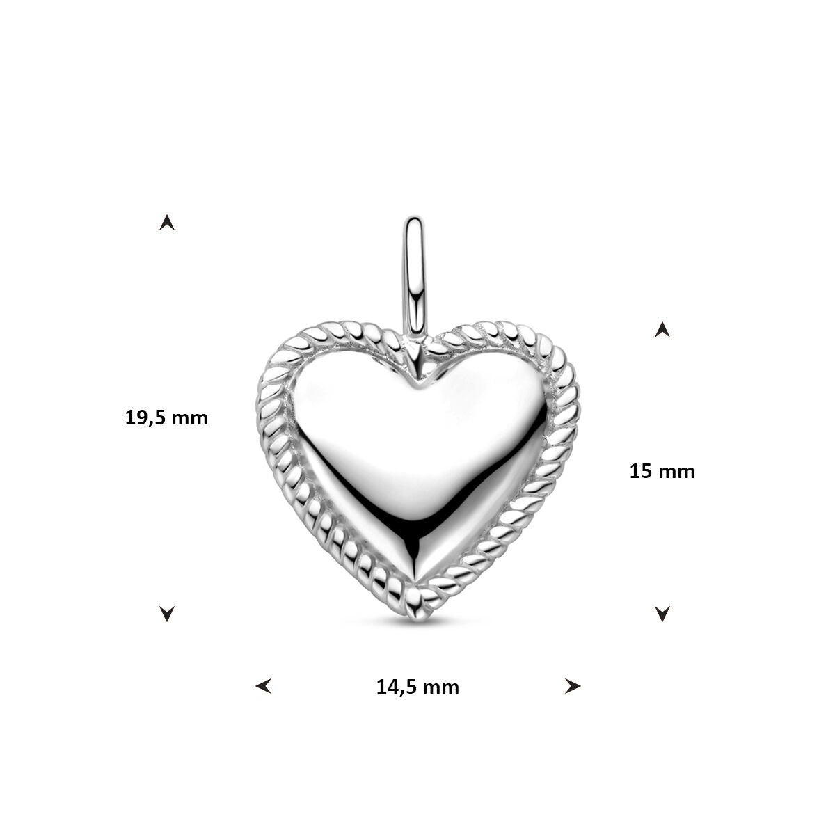 Silberanhänger mit Herzchen – Rhodiniertes Damenschmuckstück 19,5 mm
