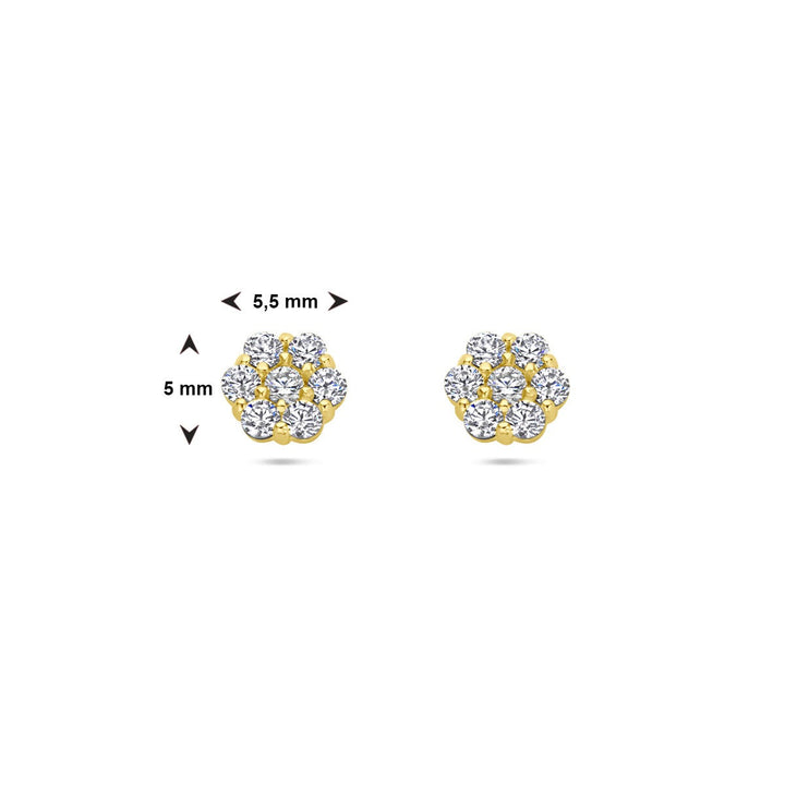 Ohrstecker Blume Zirkonia 14K Gelbgold