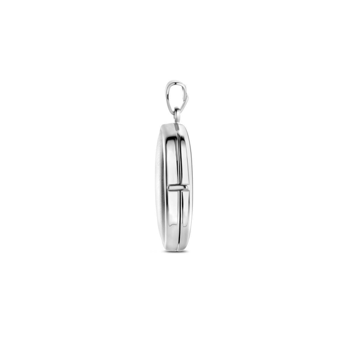 Silbermedaillon – oval rhodiniertes 925er Silber mit poliert/mattierter Oberfläche