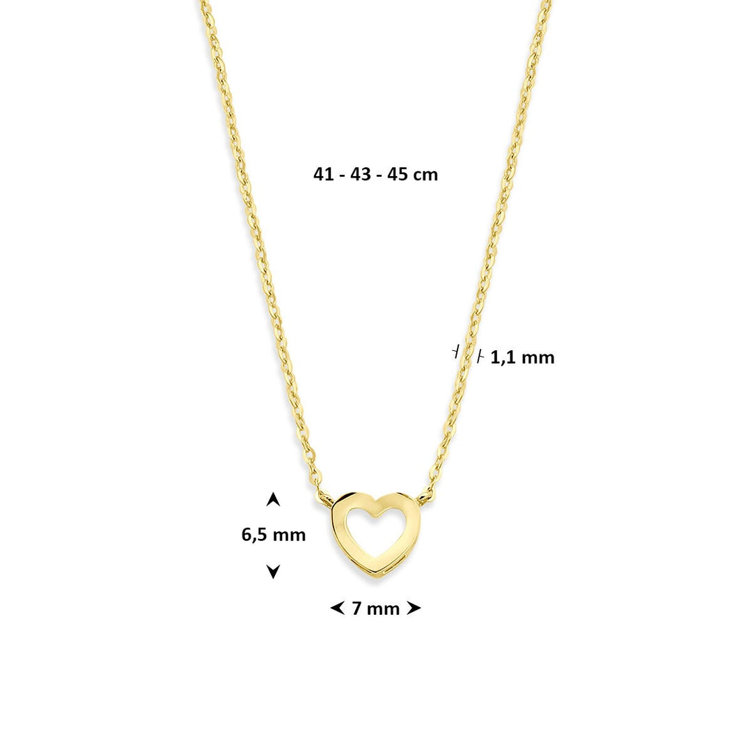 Halskette Herz 41 + 4 cm 14K Gelbgold