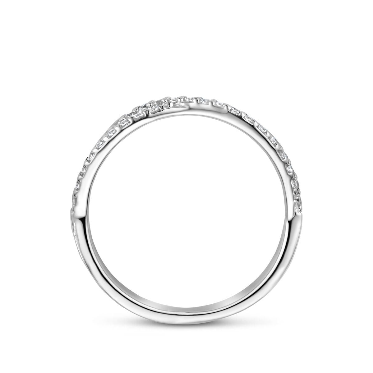 Rhodinierter Ring aus 925er Silber mit Zirkonia