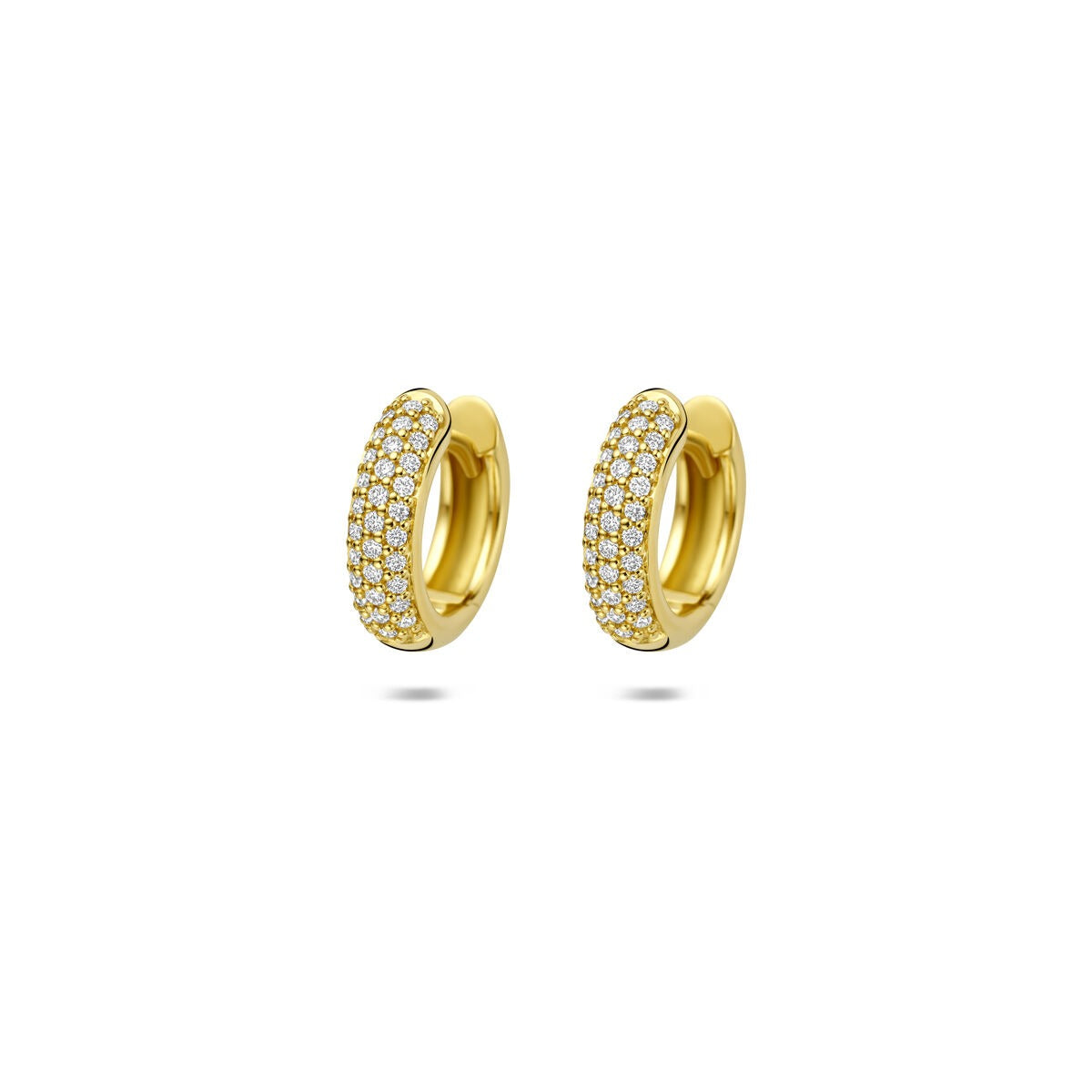 14k gelbgoldene Klappcreolen mit Diamantenbesatz