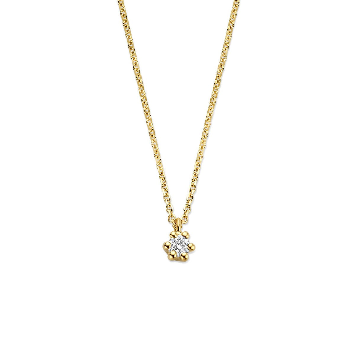 14k Gelbgoldkette mit lab-grown Diamantanhänger