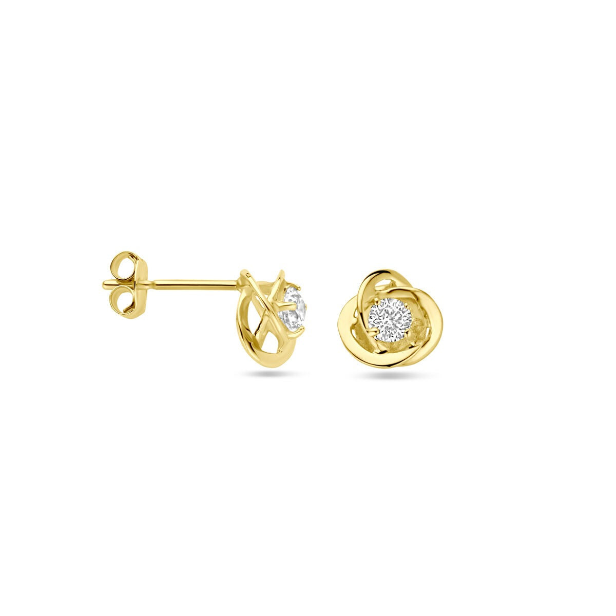 9-karätige gelbgoldfarbene Ohrstecker mit Zirkonia – 7 mm