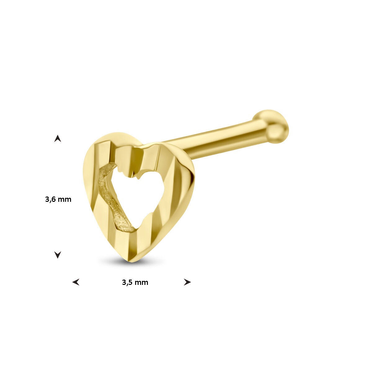 14 Karat Gelbgold Nasenstecker in Herzform