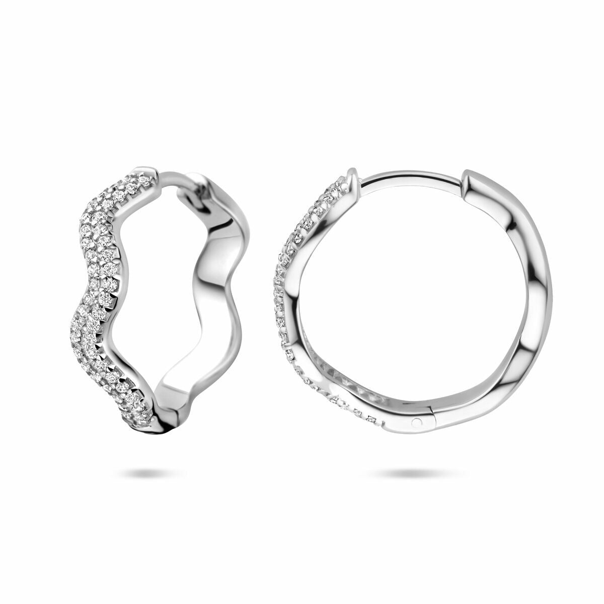 Silberne Creolen mit Zirkonia – 20 mm