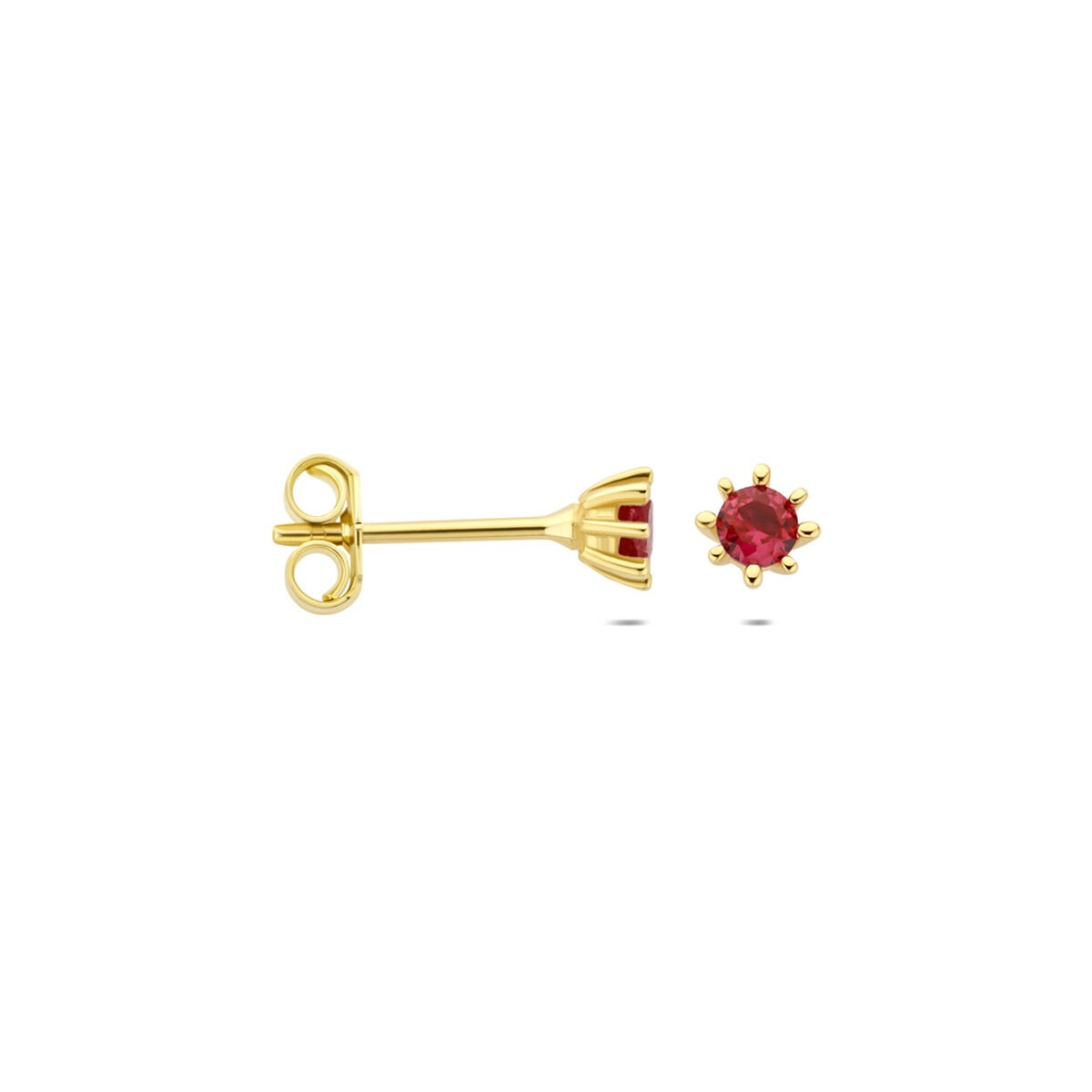 9 Karat Gelbgold Ohrstecker mit rotem Zirkonia
