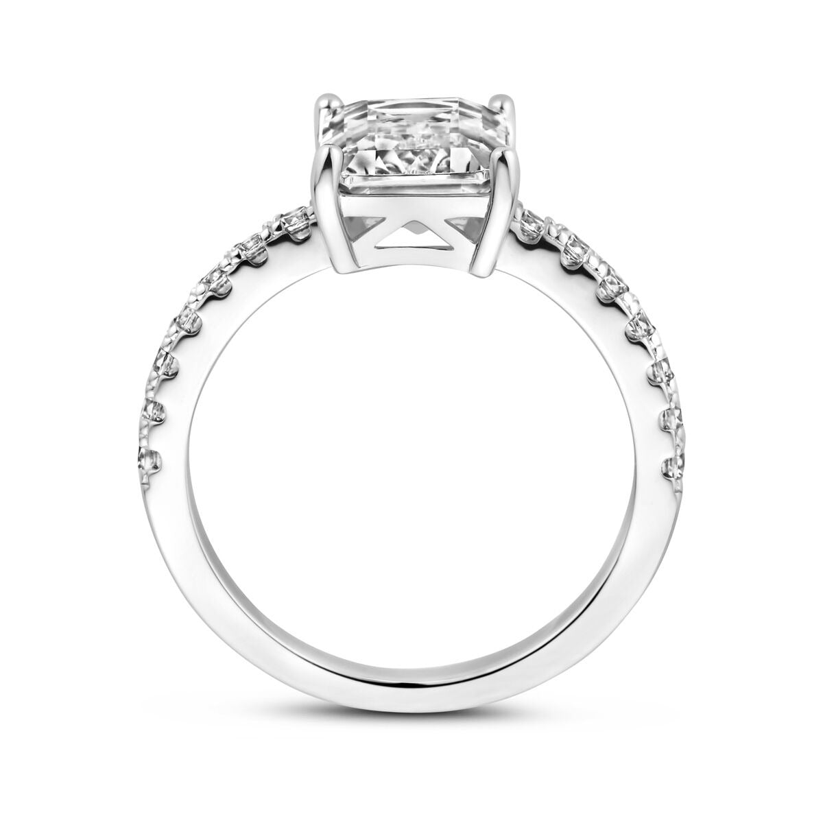 Silberring mit Smaragdschliff-Zirkonia – rhodiniertes 925er Silber