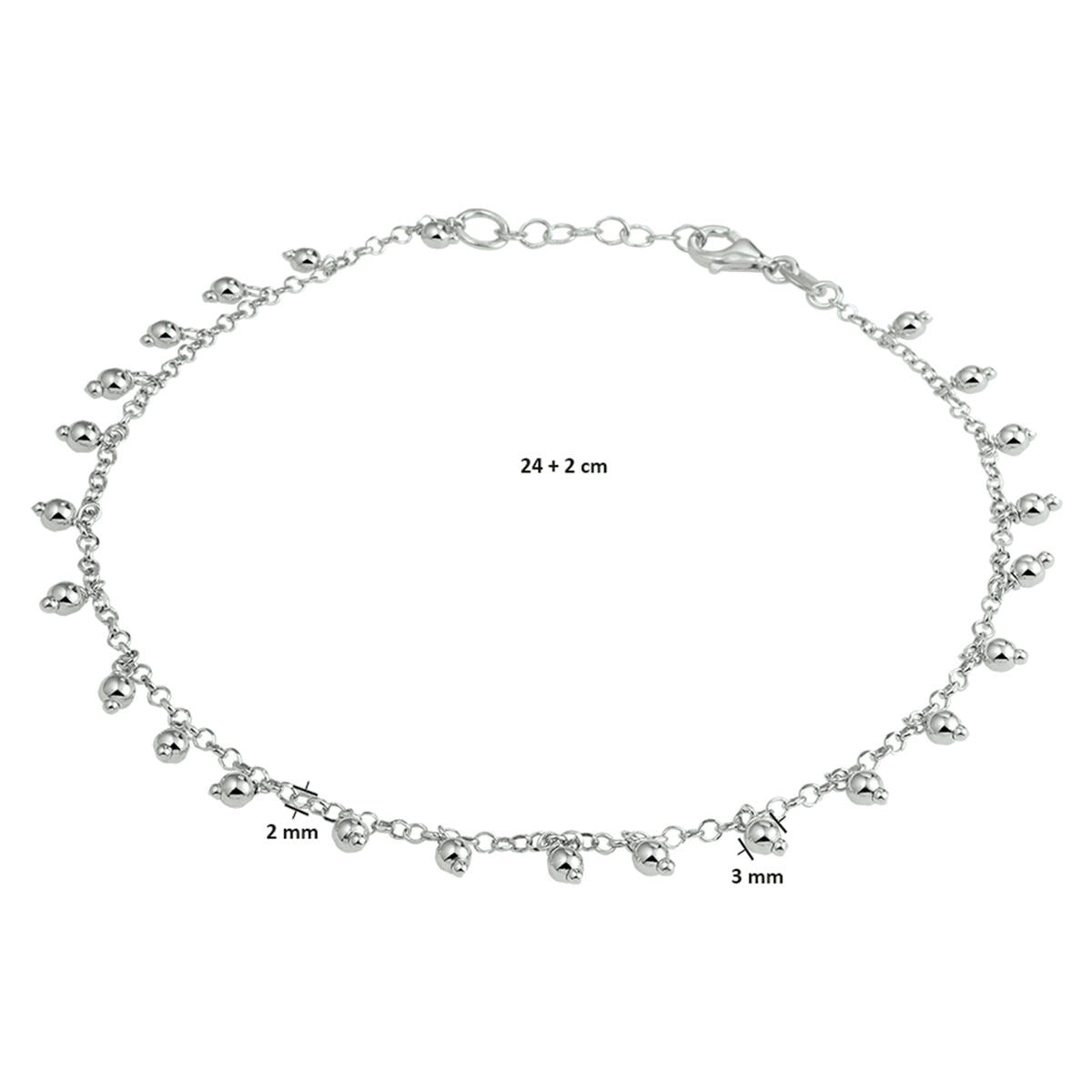 925 Rhodiniertes Silberarmband mit Kügelchen