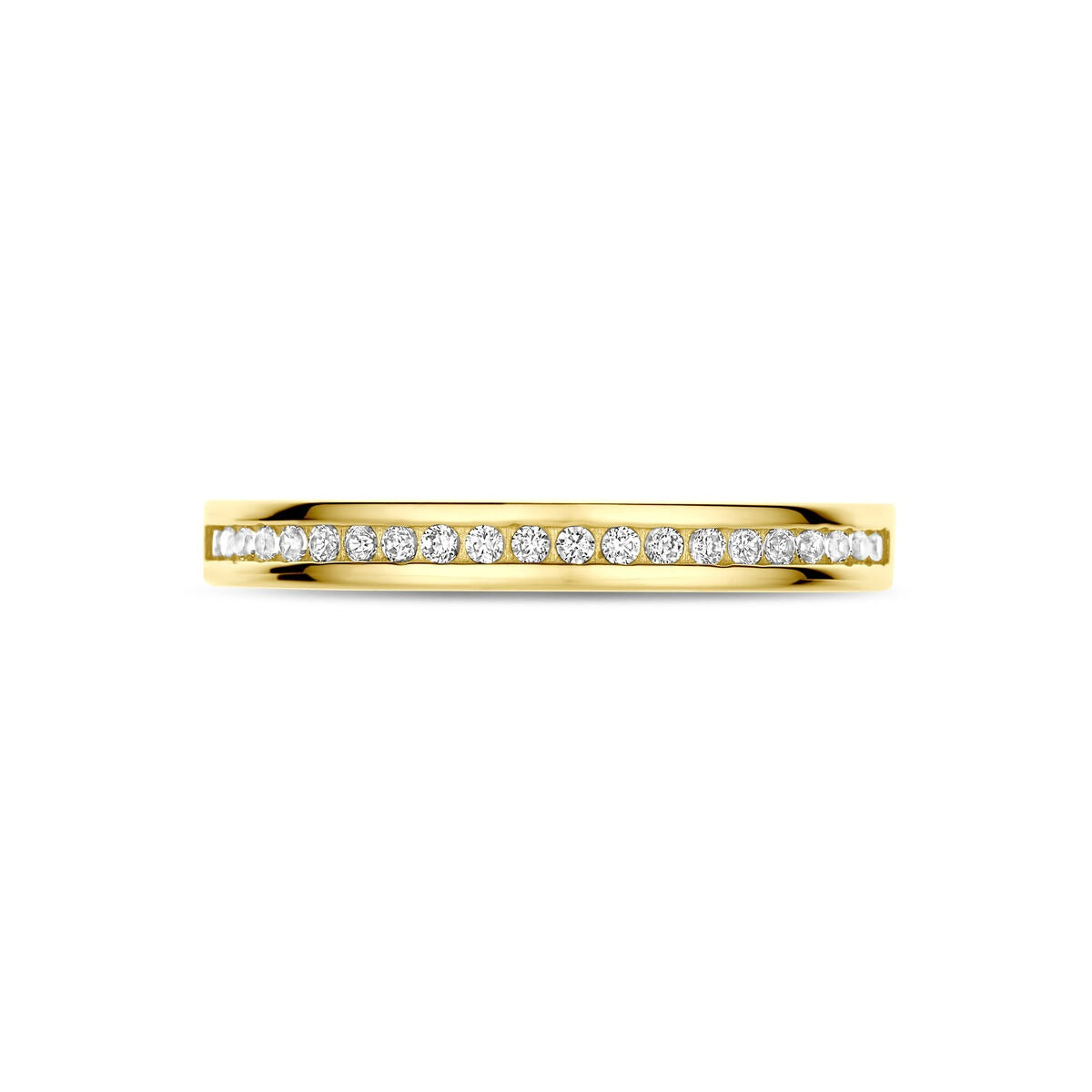 14K Gelbgoldring mit Zirkonia – Alliance-Pavéfassung, 2,5 mm breit