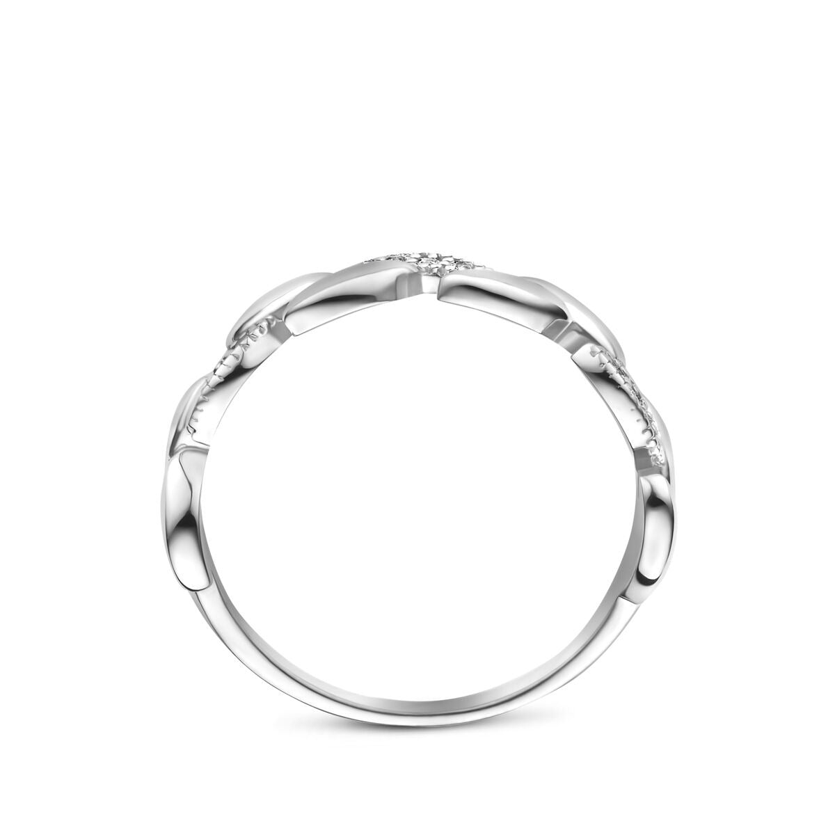 Rhodinierter Ring aus 925er Silber mit Zirkonia