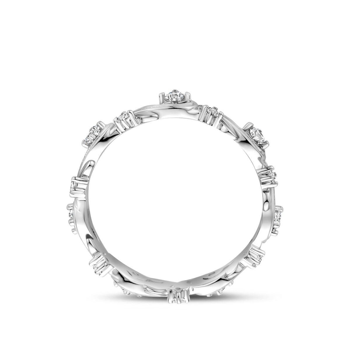 Rhodinierter 925er Silberring mit Zirkonia