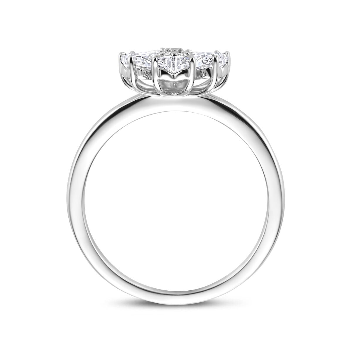 Rhodinierter Damenring aus Silber mit herzförmigem Zirkonia – 10 x 10,5 mm