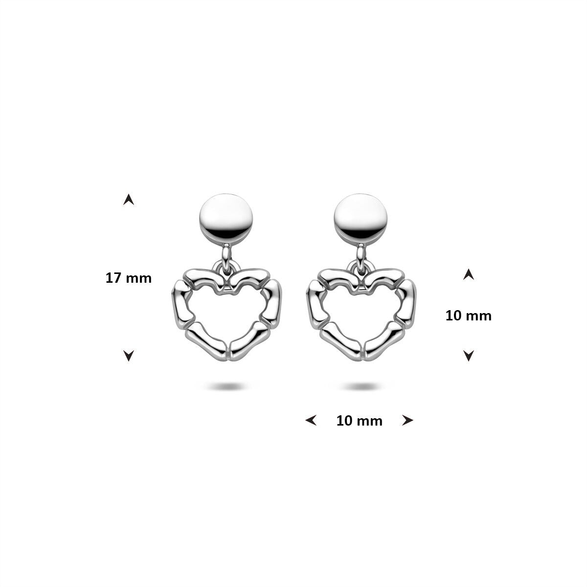 Silberne Ohrhänger mit Herz – rhodiniertes 925er Silber 16,5 mm