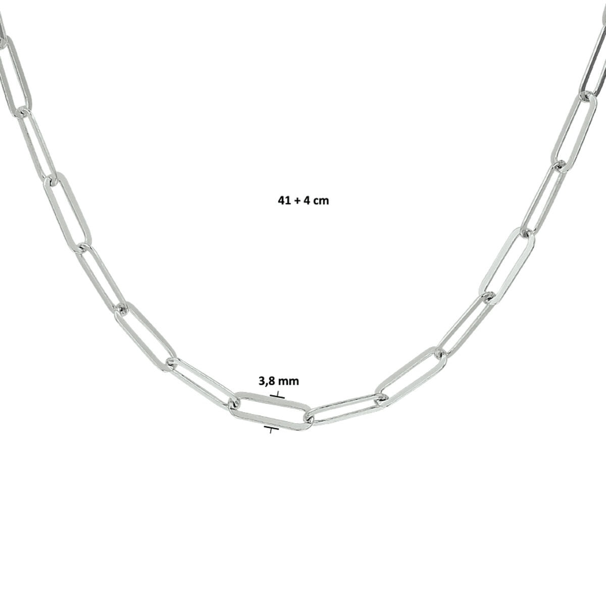 Silberne Paperclip-Kette – rhodiniert 925