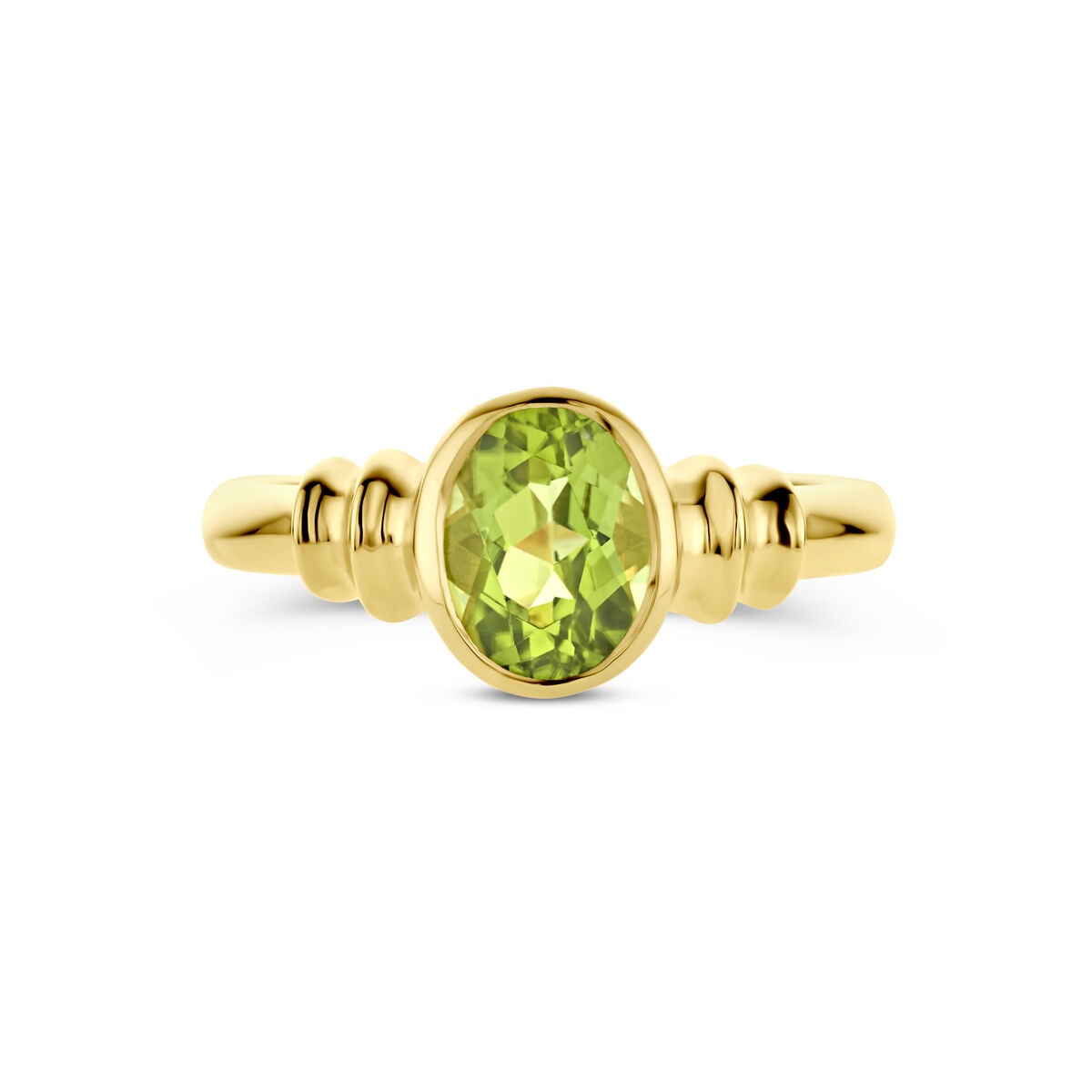 Goldener Damenring – 14k mit Peridot im ovalen Schliff