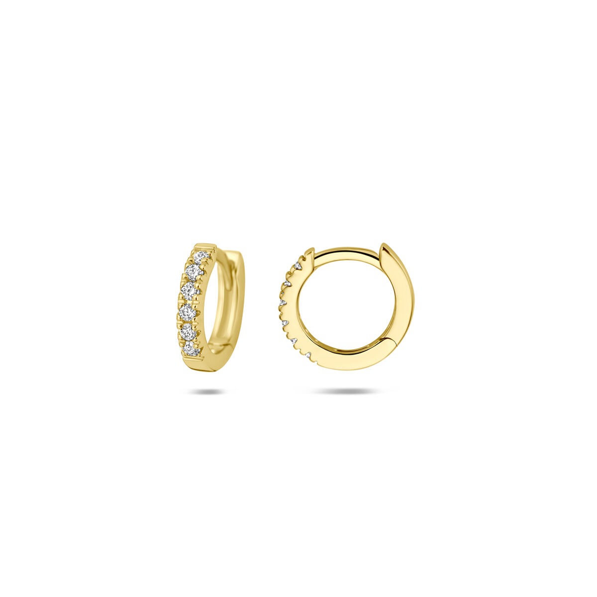 14K Gelbgold Klappcreolen mit im Labor gezüchtetem Diamant